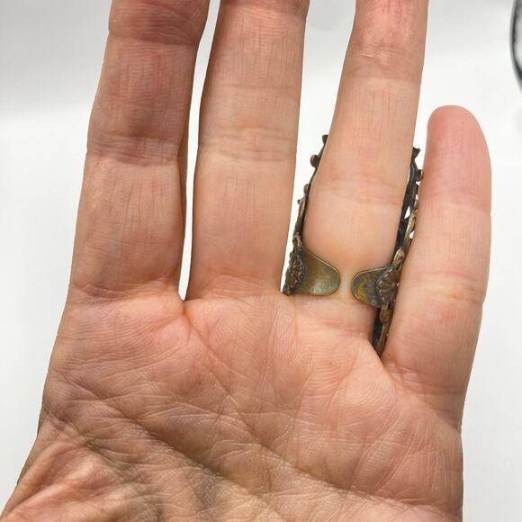 Vintage KIM CRAFTSMAN  Cherub Angel Romantic Bold Statement Ring Brass - Size 7 - Picture 10 of 11